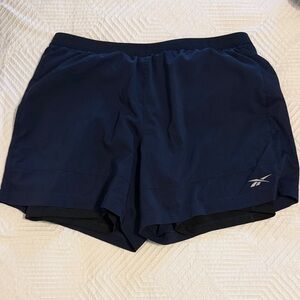 Reebok Navy Blue 2-in-1 Running Shorts - 5in Inseam Large